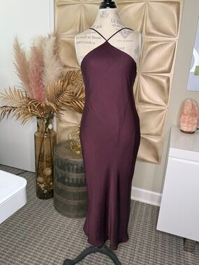 Naked Zebra One-Shoulder Midi Dress in Deep Plum